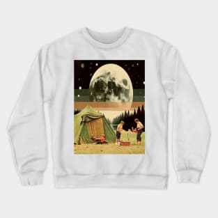 Camping under New Moon, collage art Crewneck Sweatshirt